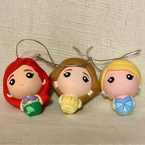 Disney Princess Ariel, Belle and Cinderella Ornaments